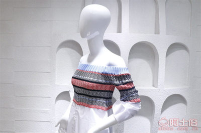 【2017明星同款時(shí)尚氣質(zhì)露肩一字領(lǐng)撞色條紋針織拼接襯衫裙】深圳市寶安區(qū)沙井艾美妮安服飾廠 - 產(chǎn)品庫